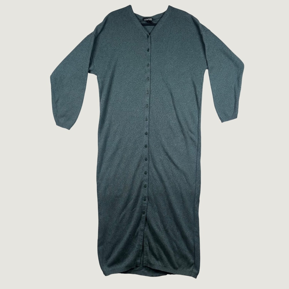 Vtg Eileen Fisher New York Knit Duster Cardigan Maxi Button Dress 2 Lagenlook